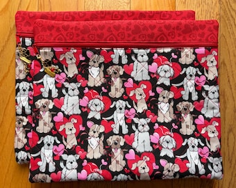 Forever Puppies Love Quilted Cross-Stitch Project Bag