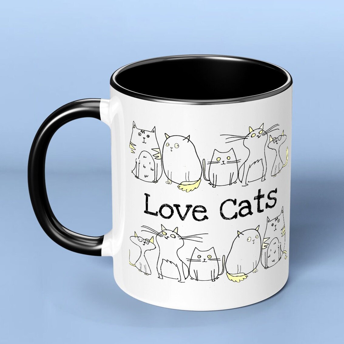 Buy Funny Love Cats Line Drawing Mug Coffee Funny Gifts for Men Online in  India - Etsy
