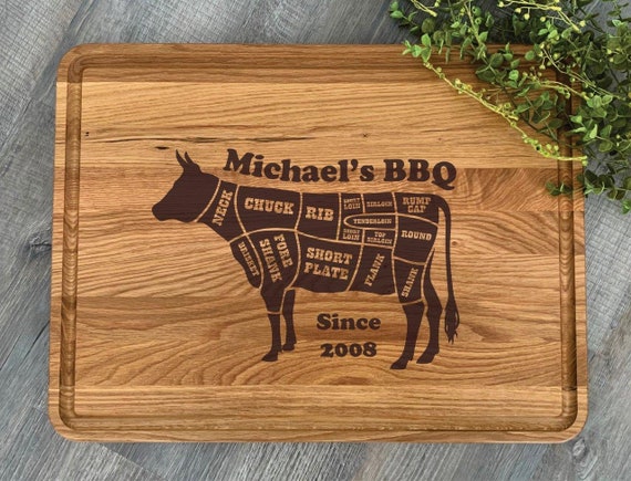 Large Cutting Board, Meat Diagram, Custom, Great Gift, Groomsman Gift,  Father's Day Gift, BBQ, Solid Wood, Walnut, Cherry, Oak, Hard Maple 