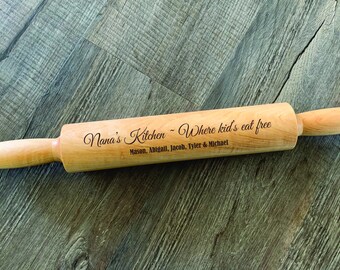 Personalized Grandma Gift, Nana's Kitchen, Where Kid's eat Free, Grandma Gift for Mother's Day, Engraved Mothers Day Gift, Solid Hard Maple