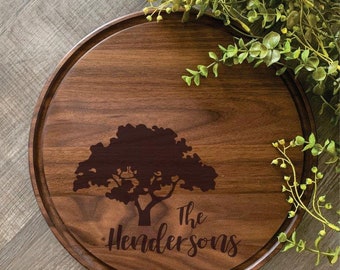 Personalized Cutting Board, House Warming Gift ,Wedding Gift,Custom Cutting Board,Laser Engraved Logo,Round,Circle,Natural Wood,Family Name