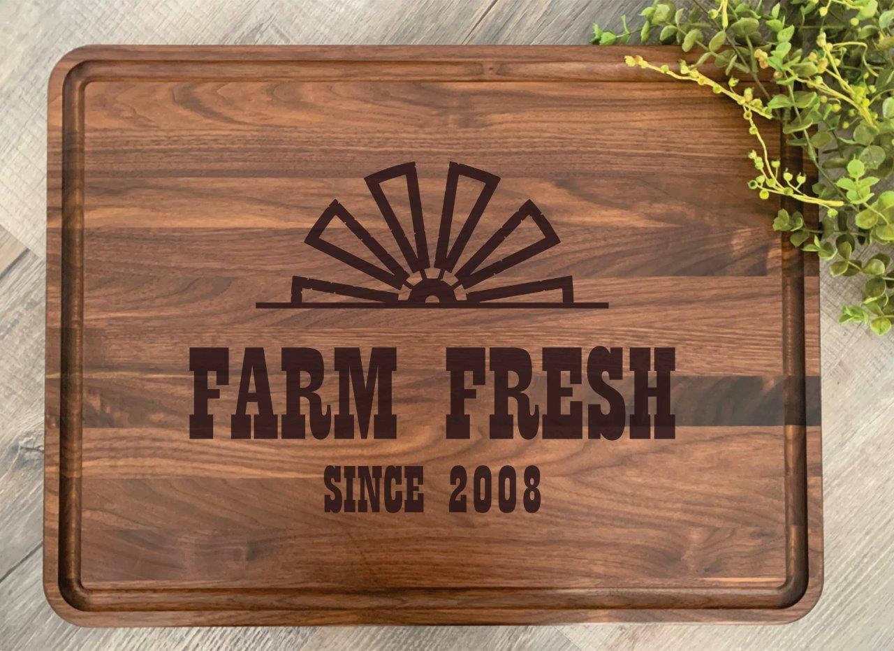 Family Farm Walnut Farmhouse Housewarming Gift Personalized Charcuterie Board Maple White Oak Cherry Custom Farm Fresh Cutting Board