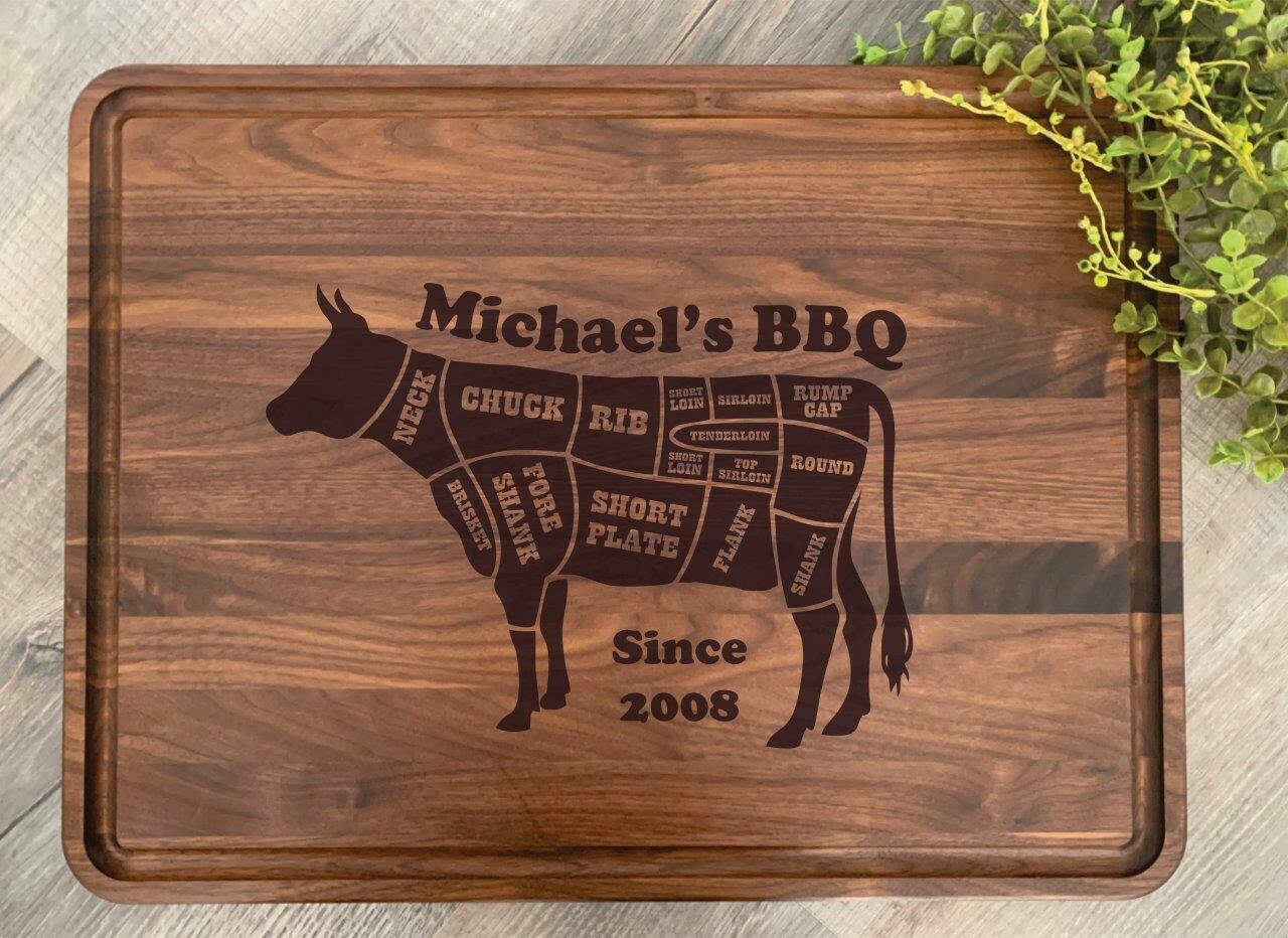 Large cutting board Meat Diagram Custom Great gift Etsy