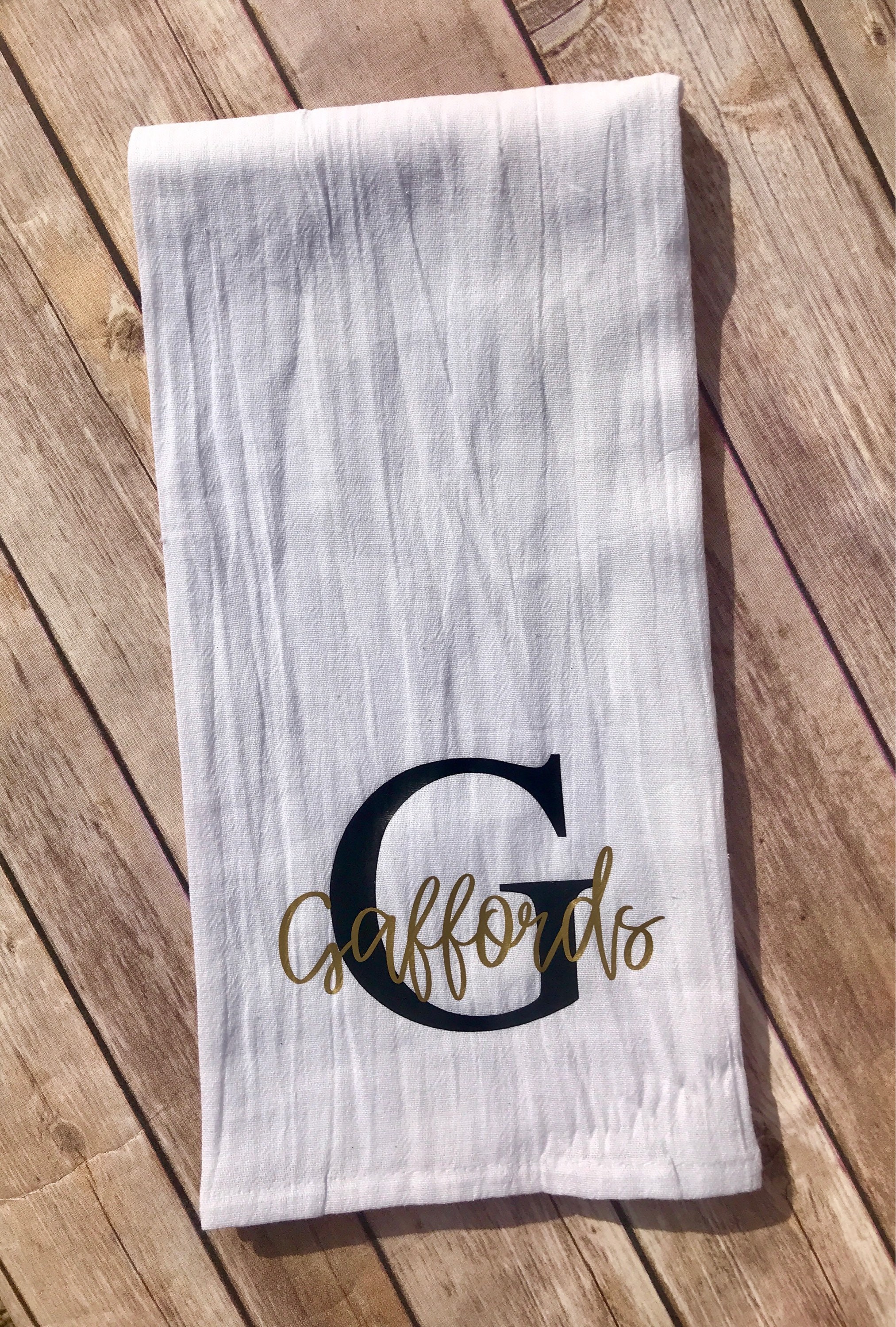 Set of 3 custom personalized dish towels with last name / tea Etsy