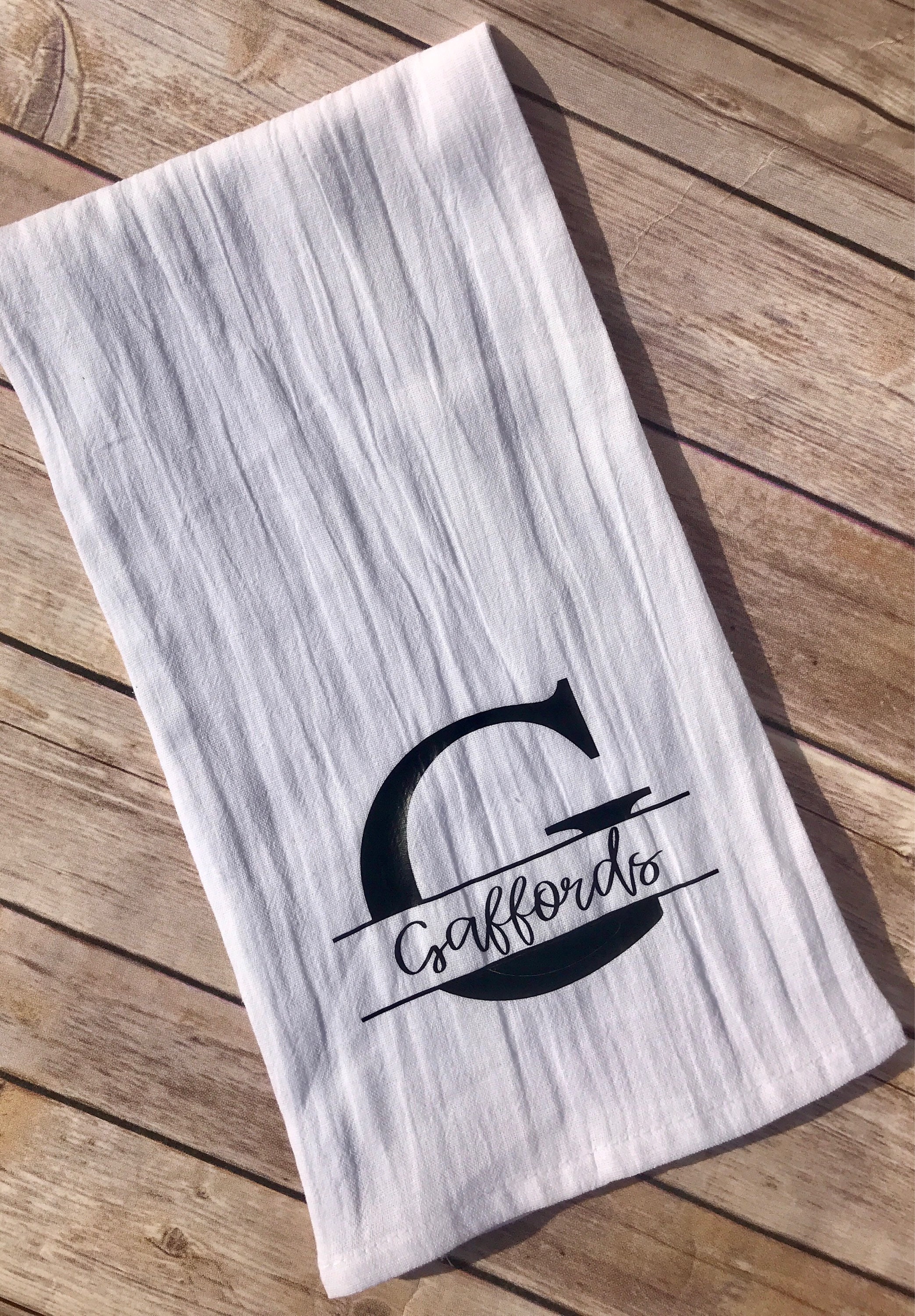 Set of 3 custom personalized dish towels with last name / tea Etsy