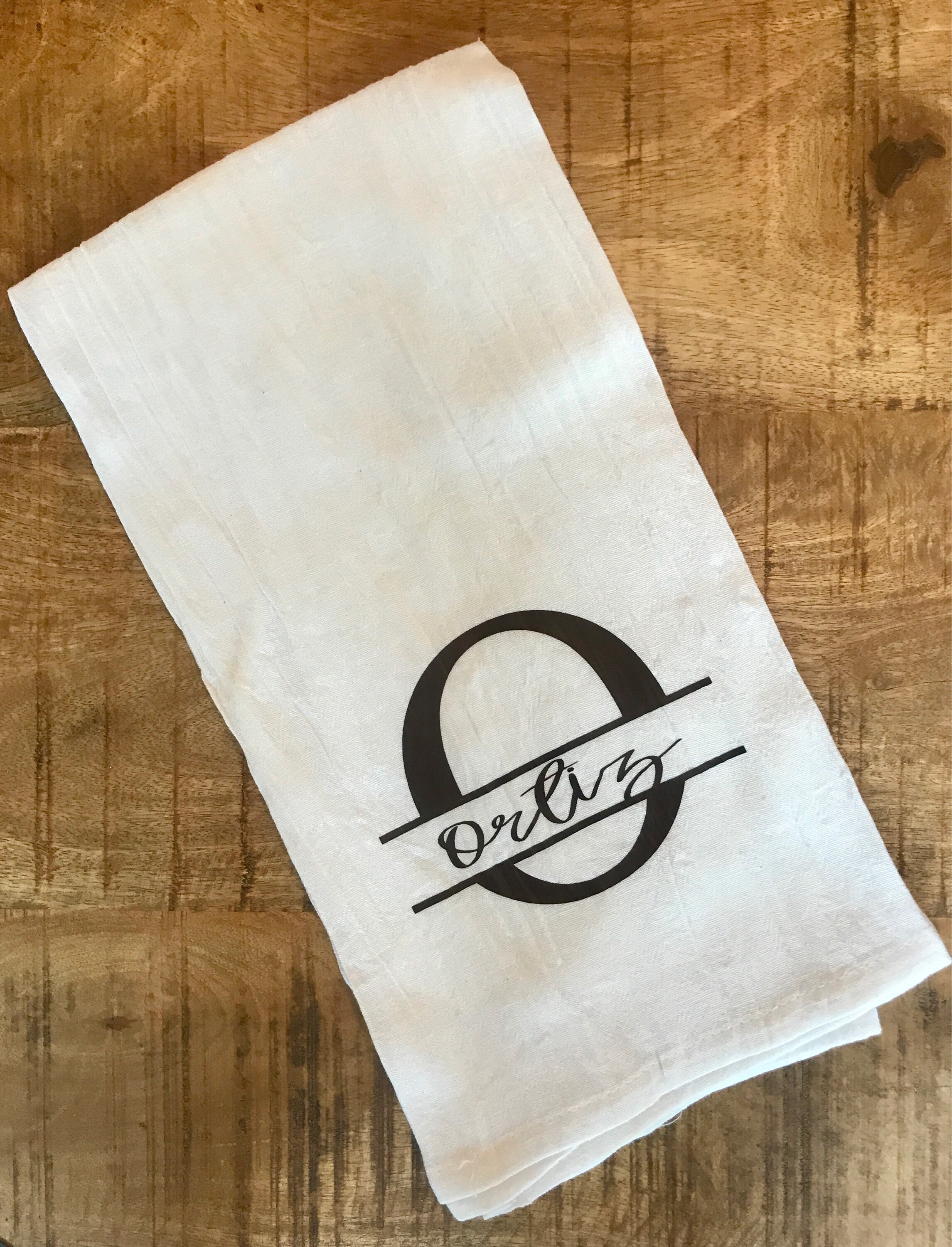 Set of 3 custom personalized dish towels with last name / tea Etsy