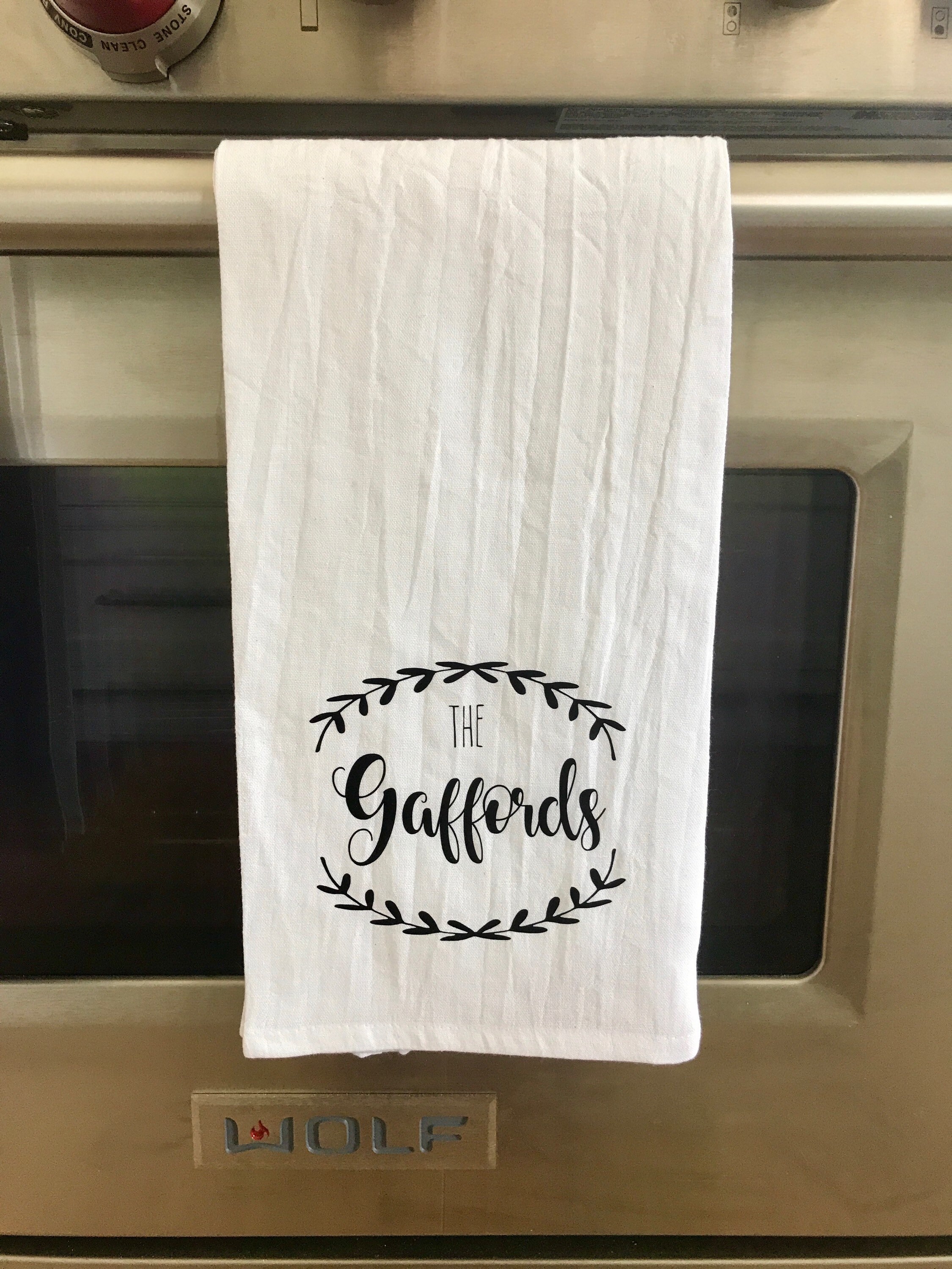 Set of 3 custom personalized dish towels with last name / tea Etsy
