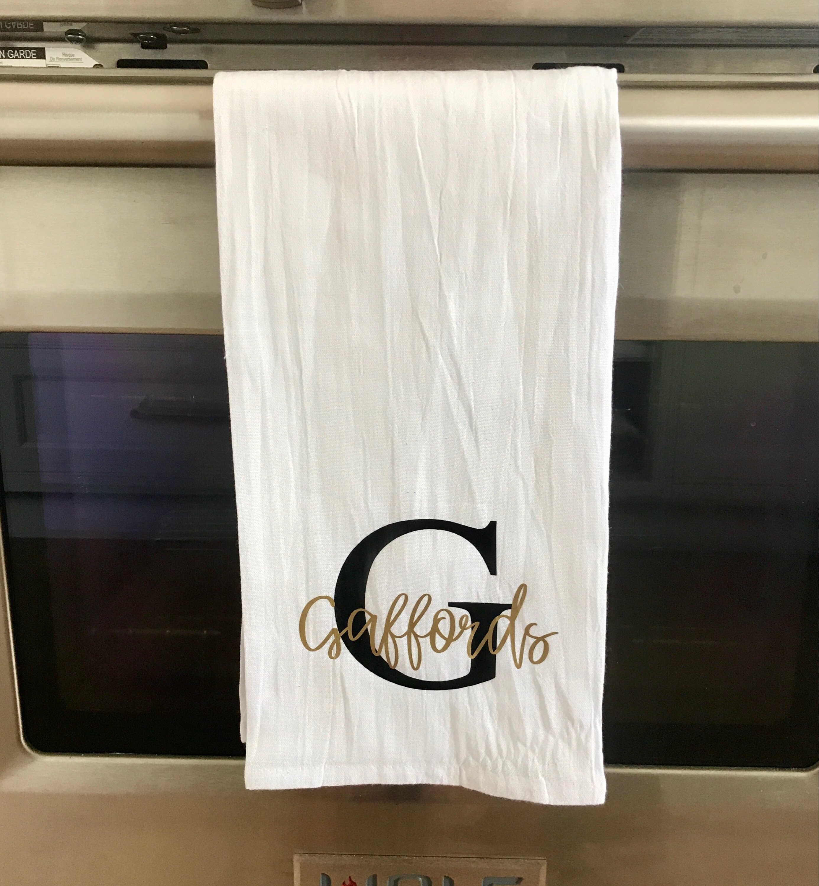Set of 3 custom personalized dish towels with last name / tea Etsy