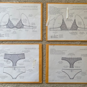 Set of 4 Bra Underwear Sewing Patterns Original
