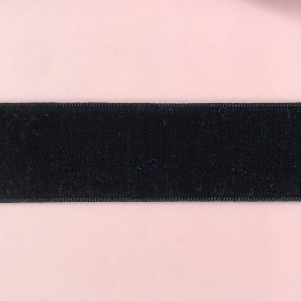 Black Stretch Velvet Elastic 24mm / 15/16” wide - 5 yards