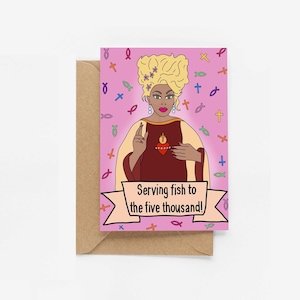 RuPaul&#39;s Drag Race Happy Easter Greetings Card | Serving Fish to the Five Thousand | Drag Queen | Funny Comedy