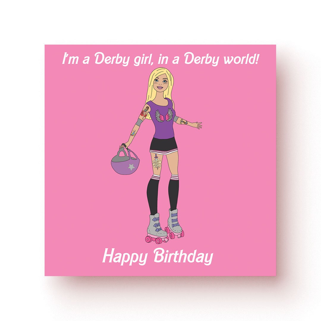 Roller derby girl birthday card barbie birthday card funny - etsy