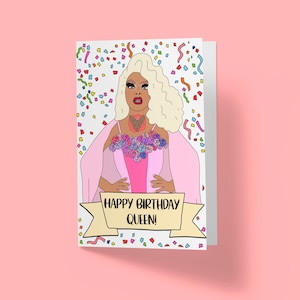 RuPaul&#39;s Drag Race | Happy Birthday | Miss Vanjie | Greetings Card | Customised Personalised Drag Queen
