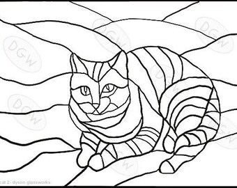 Digital Download Stained Glass Pattern - Kitty Cat 4 - Etsy