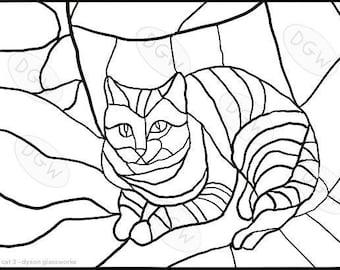Digital Download Stained Glass Pattern - Cat 3