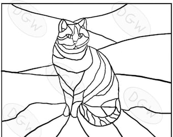 Digital Download Stained Glass Pattern - Cat 5