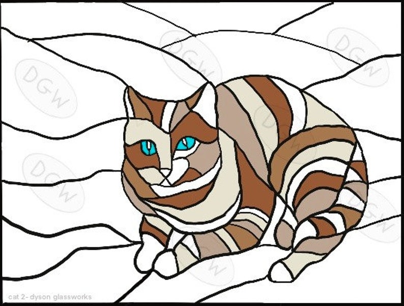 Digital Download Stained Glass Pattern Cat 2 - Etsy