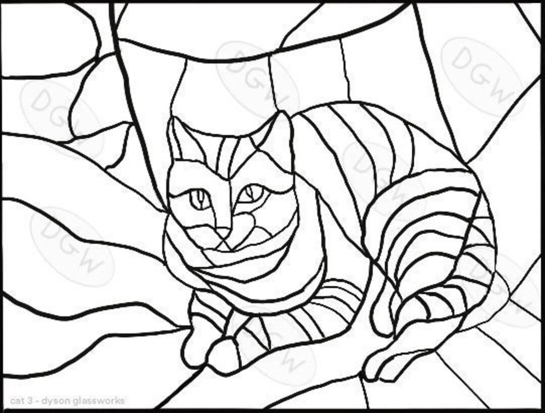 Digital Download Stained Glass Pattern - Cat 3 - Etsy