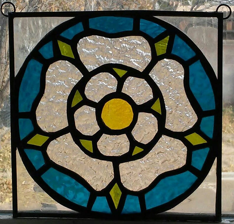 Yorkshire Rose Stained Glass Panel Etsy