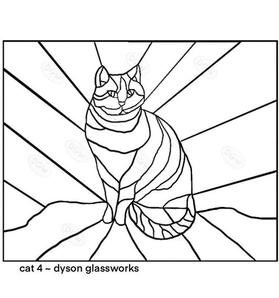 Digital Download Stained Glass Pattern Kitty Cat 4 - Etsy