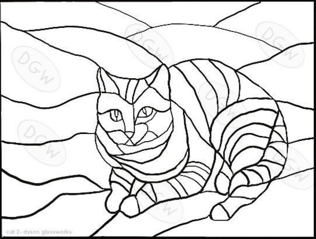 Digital Download Stained Glass Pattern Cat 2 Etsy