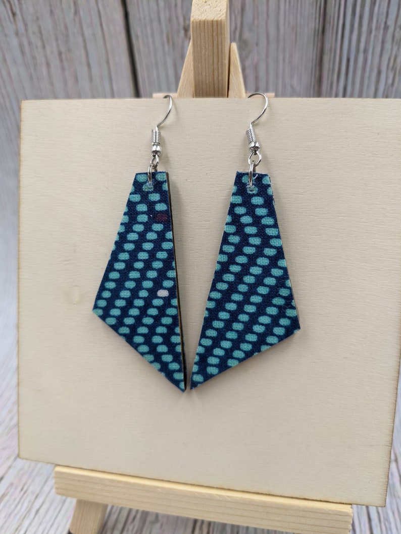 Teal Dot Print Aqua Dots Dangle Earrings Aqua Earrings Lightweight Earrings Dangle Earrings Dangle Earrings Boho Wood Earrings
