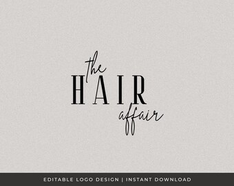Editable Salon Logo, Beauty Logo Template, Modern Logo for business, Handwritten logo, Instant Download