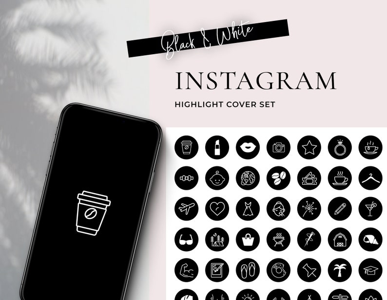 Black & White Instagram Highlight Cover Images Instagram | Etsy