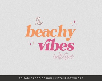 Editable Boho Logo Design, Premade Colorful Logo, Modern Neutral Logo, Cheerful Logo, customizable Logo, Instant Download, Logo Maker