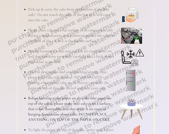 BURN AWAY Cake Care Card PDF Pamphlet Printable