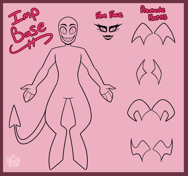 Imp Base Drawing Helluva Boss Imp OC Base - Etsy