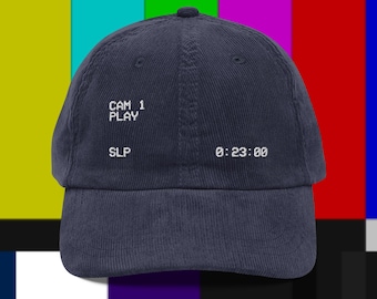 Pantalla VCR / Gorra de pana vintage