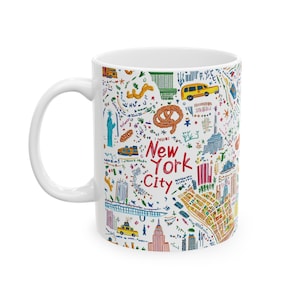 Mok New York City - NYC Skyline Coffee Cup - Geïllustreerd NYC Souvenir Gift - Travel Lovers Gift - New York Tourist Keepsake, 11oz