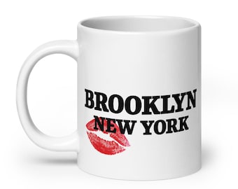 Brooklyn NYC Coffee Intro Mug, Short n Sweet Coffee Cup, City, cadeau fan, concertmemorabilia, aanpasbare witte mok
