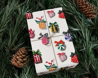 Festive Christmas Wrapping Paper - Colorful Gift Box Pattern, Holiday Gift Wrap, Modern Christmas Paper for Presents, Vintage Candy