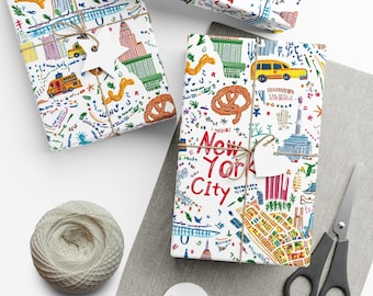 NYC Landmarks Gift Wrap: Colorful New York City Wrapping Paper