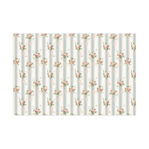 Carta da regalo: carta da parati vintage a strisce floreali / Shabby Chic / Casa in stile rustico / Antica ragazza rosa da giardino vittoriana