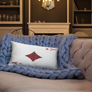 Almohada: Cojín de naipes / As de diamante / Tartán / Cuadros / Baraja de cartas / Decoración del hogar para sala de juegos / Tema de diamante