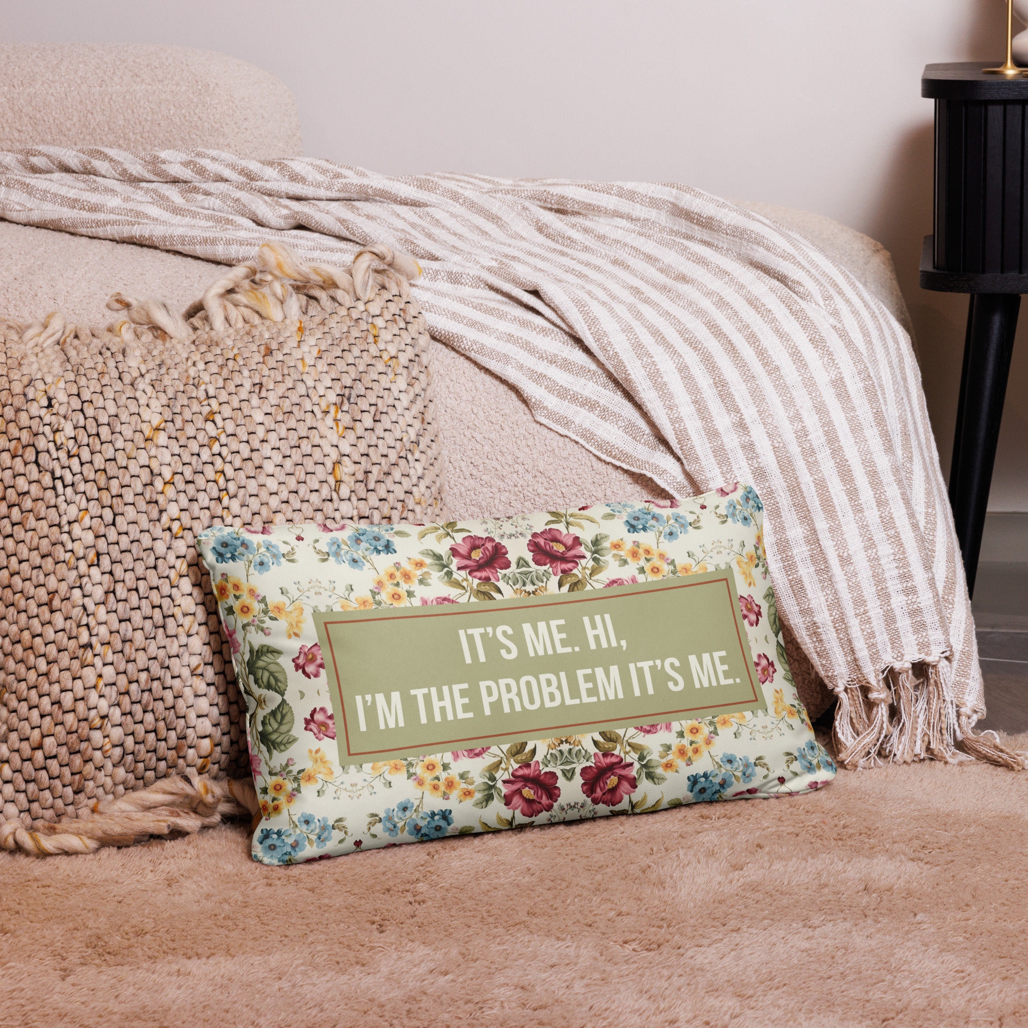 Its Me. Hi, Im The Problem | Floral Throw Pillow for Home Decor Vintage Floral Accent Pillow for New Homeowner Decor | chinoiserie