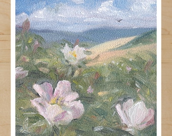 Spring Wild Rose 8x8" Giclee Print - Floral Landscape Open Edition