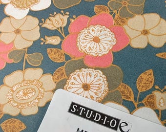 Studio e Fabrics - Melange Floral Blue 2 Yard Cut - Coral Flowers