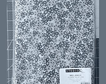 Studio e Fabrics - Melange Floral Blue 2 Yard Cut - Blue-Gray Flowers