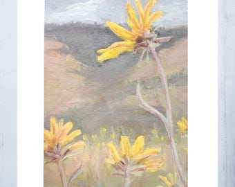Balsamroot - Signed Landscape Wildflower Art Print 4x6