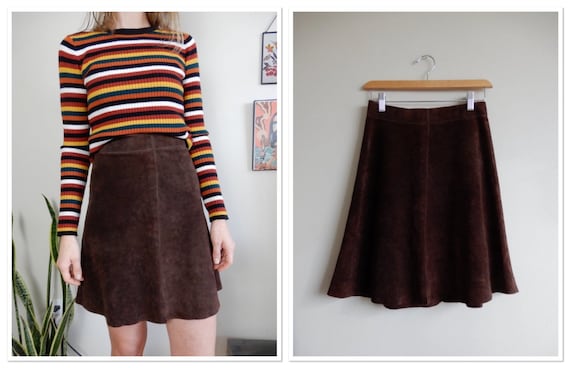 1960s Chocolate Brown Suede Skirt
