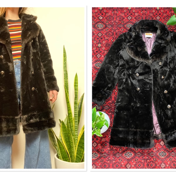 1970s Double Breasted Faux Fur Coat