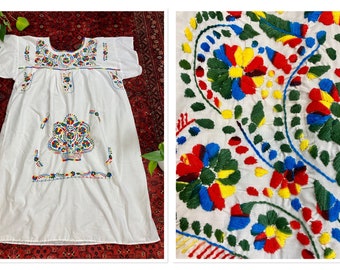 Plus Size Cotton Embroidered Mexican Dress