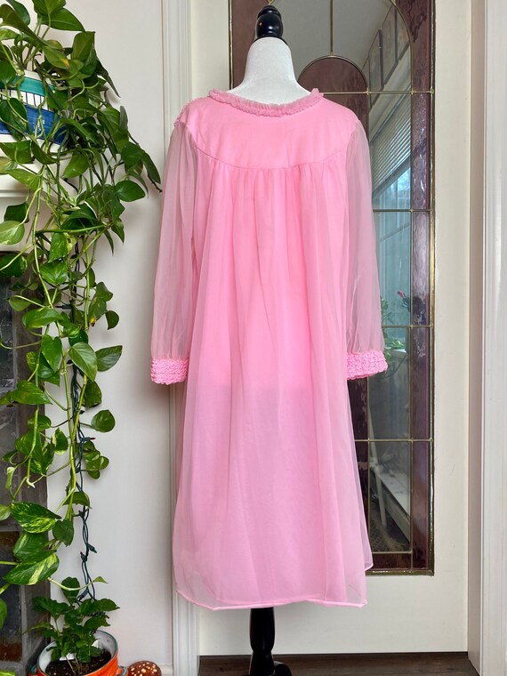 1960s Pink Sheer Sleeve Nightgown - image 3