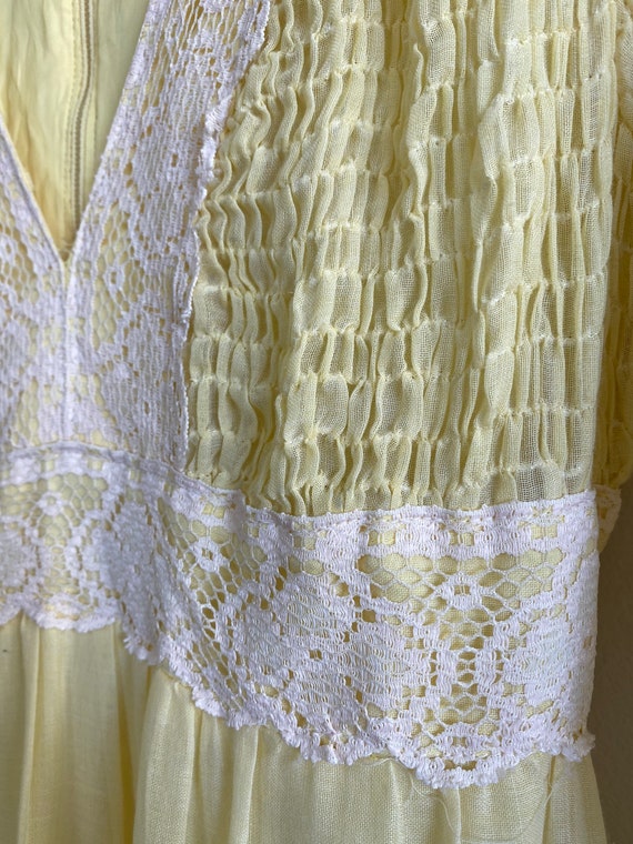 1970s Candi Jones California Yellow Hippie Maxi Dress… Gem