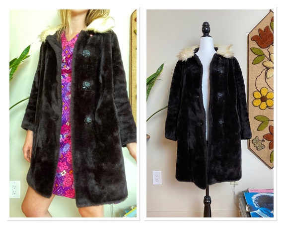 1950s 60s Reitman’s Fur Collar Coat Fox Fur Collar