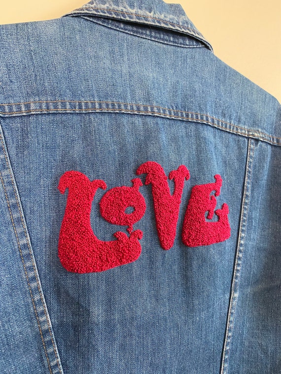 Hand Embroidered LOVE 1970s Wrangler Denim Jacket